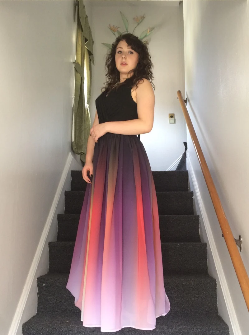 Robe de bal longue en mousseline de soie ombrée, romantique et élégante, col en V, ligne A, 2024