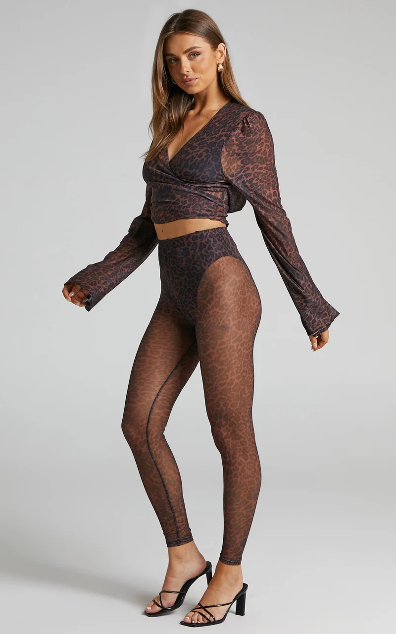 Kerensa Leggings - High Waist Mesh Leggngs in Winter Wild