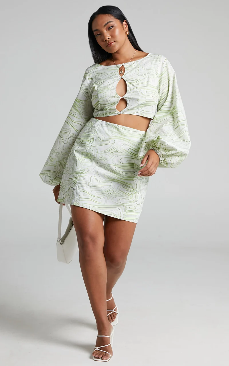 Charlie Holiday - Pricilla Mini Skirt in Abstract Wave