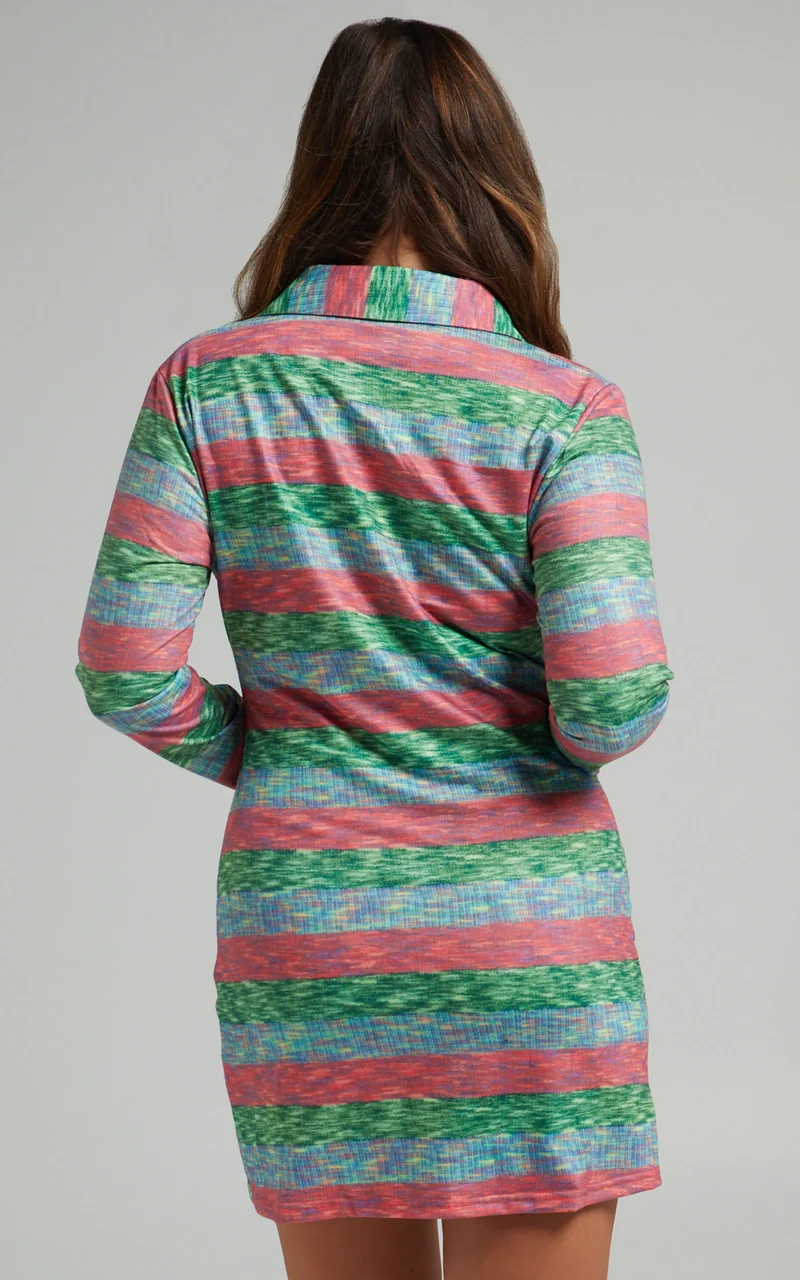 Lucricia Mini Dress - Long Sleeve Shirt Dress in Multi