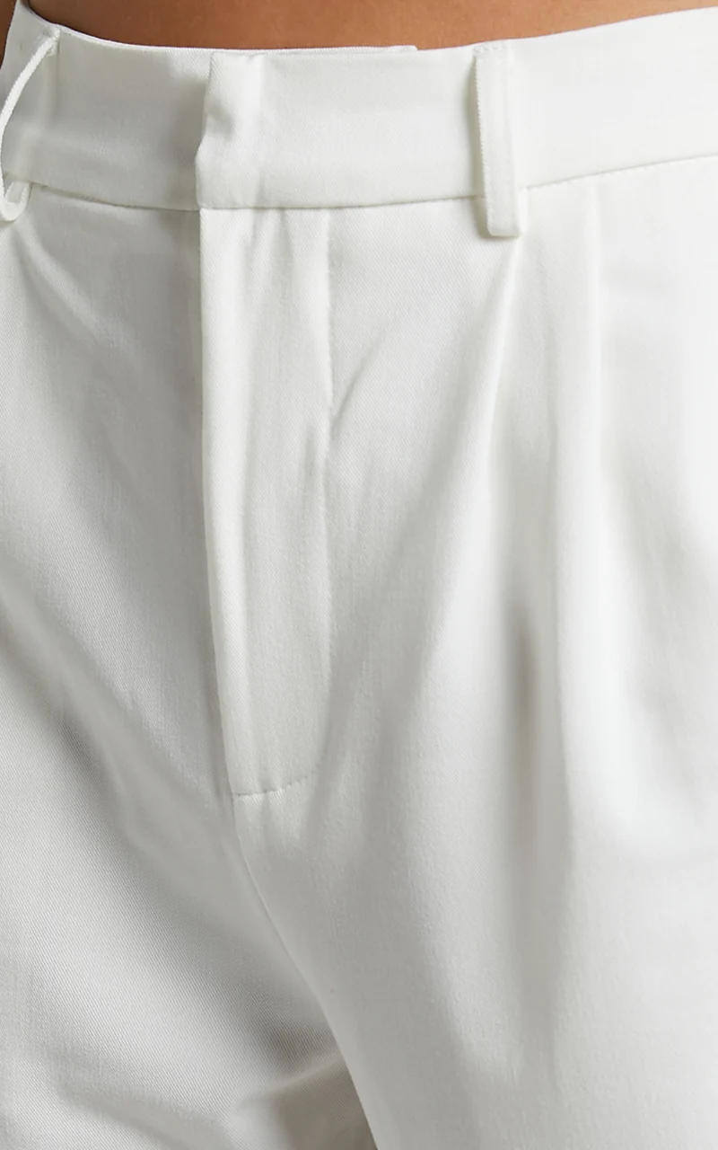 Lorcan Pants - High Waisted Tailored Pants in White