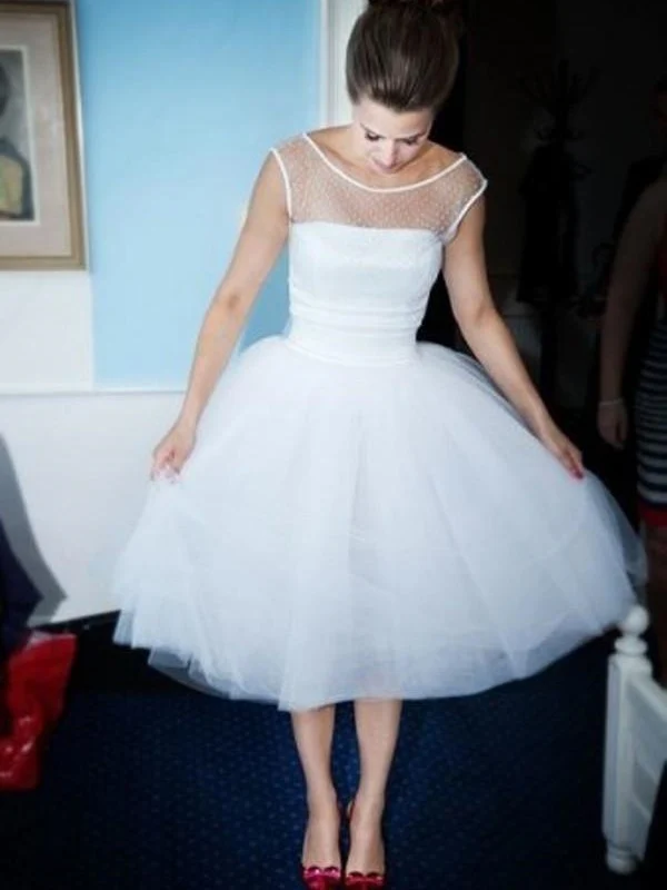 Robe de mariée des années 50 | Robe de mariée vintage longueur thé à pois