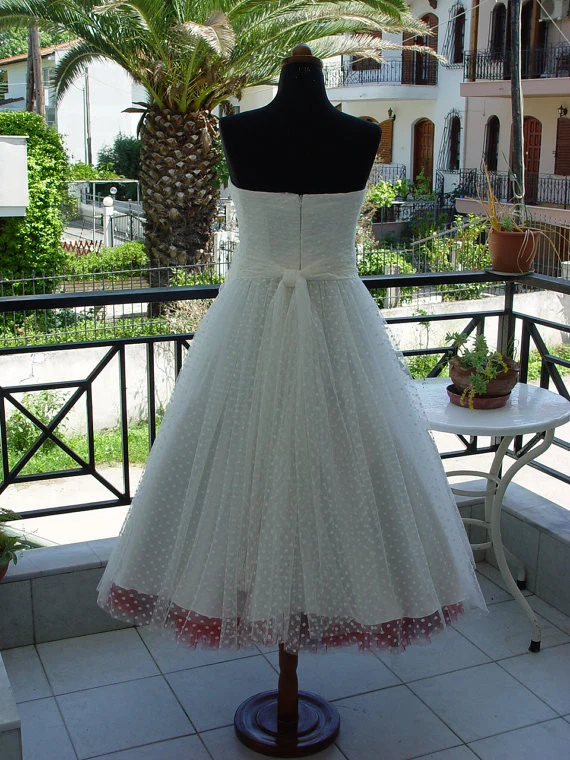 Robe de mariée Pin Up, robe de mariée à pois, robe de mariée courte, robe de mariée rétro, WS039