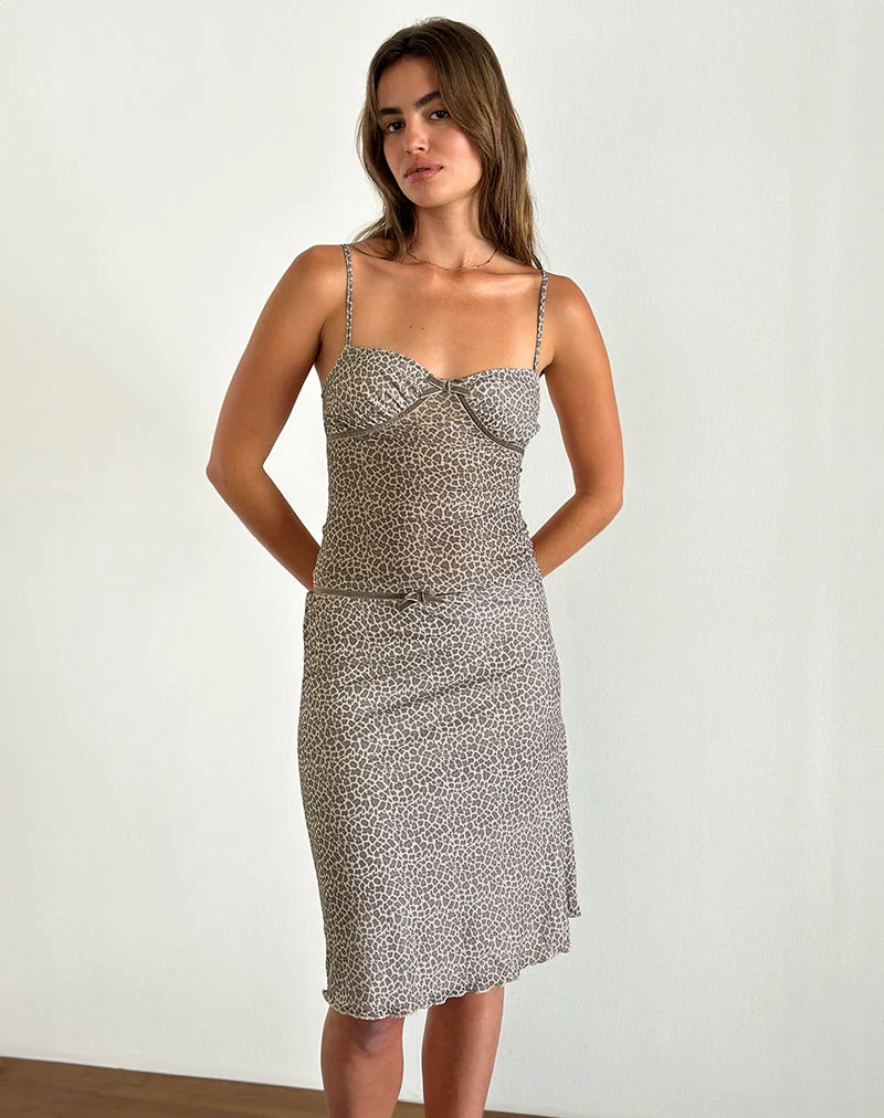 Jupe midi Rajuli, Dainty Leopard Light Brown