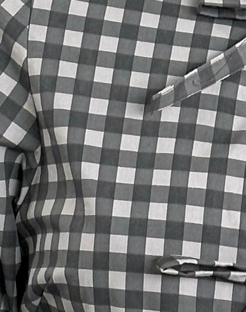 Bertaria Long Sleeve Top in Tonal Gingham Black and Grey (Top à manches longues Bertaria en vichy ton sur ton noir et gris)