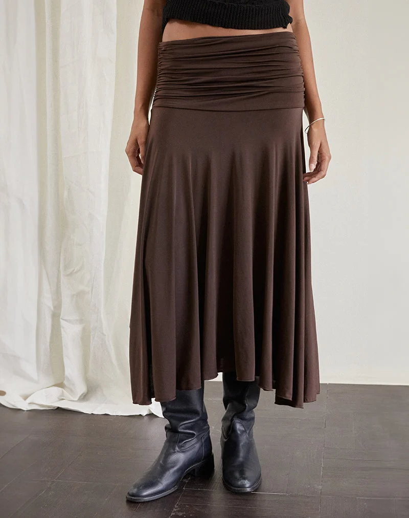 Jupe midi Delta, chocolat fluide