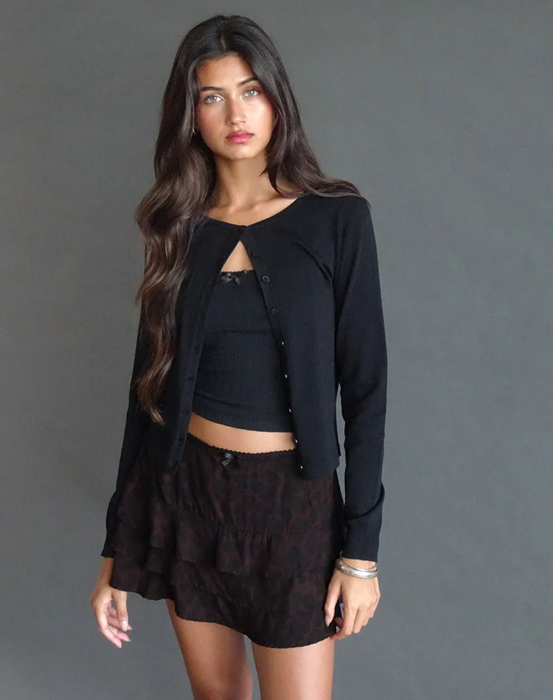 Minijupe Camigi, imprimé jaguar marron