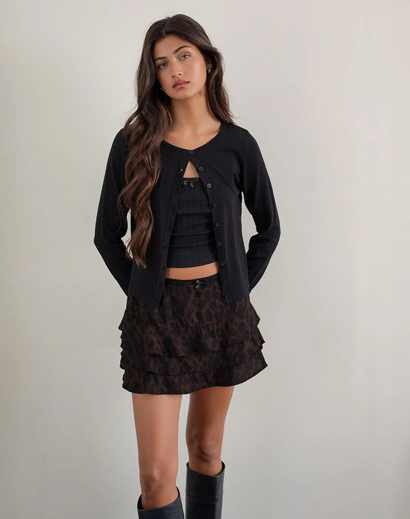 Minijupe Camigi, imprimé jaguar marron
