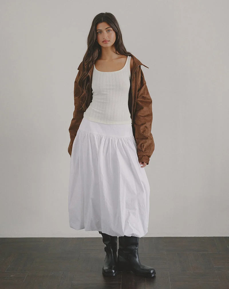 Jupe longue Kiyono en popeline blanche