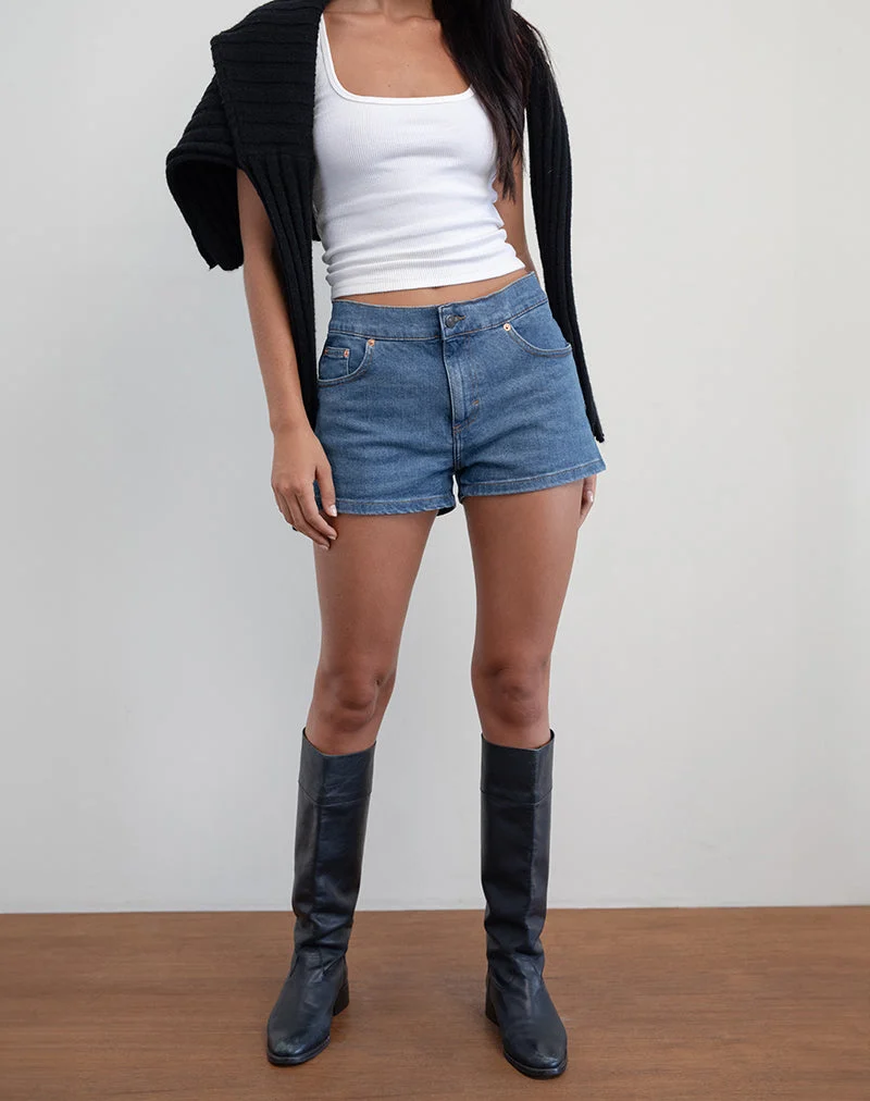 Pantalon chaud en denim à taille basse, Bay Blue