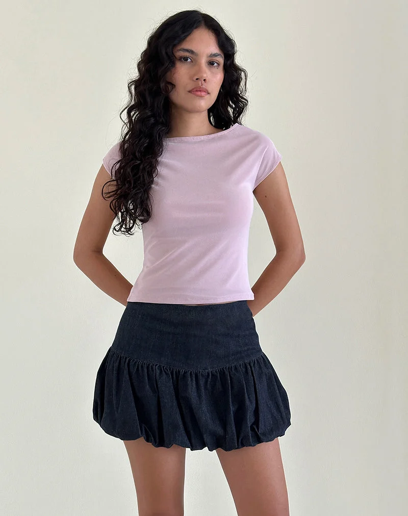 Sisila - Minijupe bouffante, chambray indigo