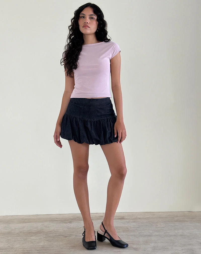 Sisila - Minijupe bouffante, chambray indigo
