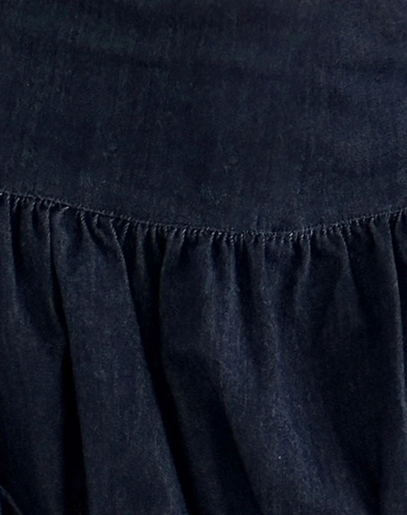 Sisila - Minijupe bouffante, chambray indigo