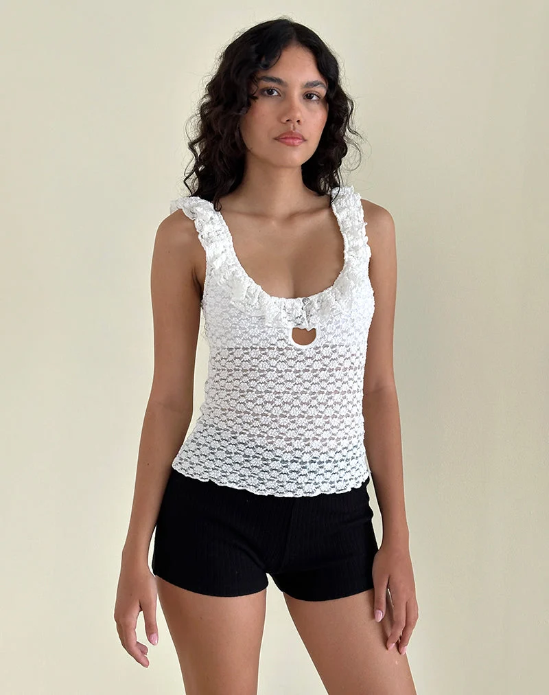Olaya - Top à volants en dentelle Krisan - Blanc