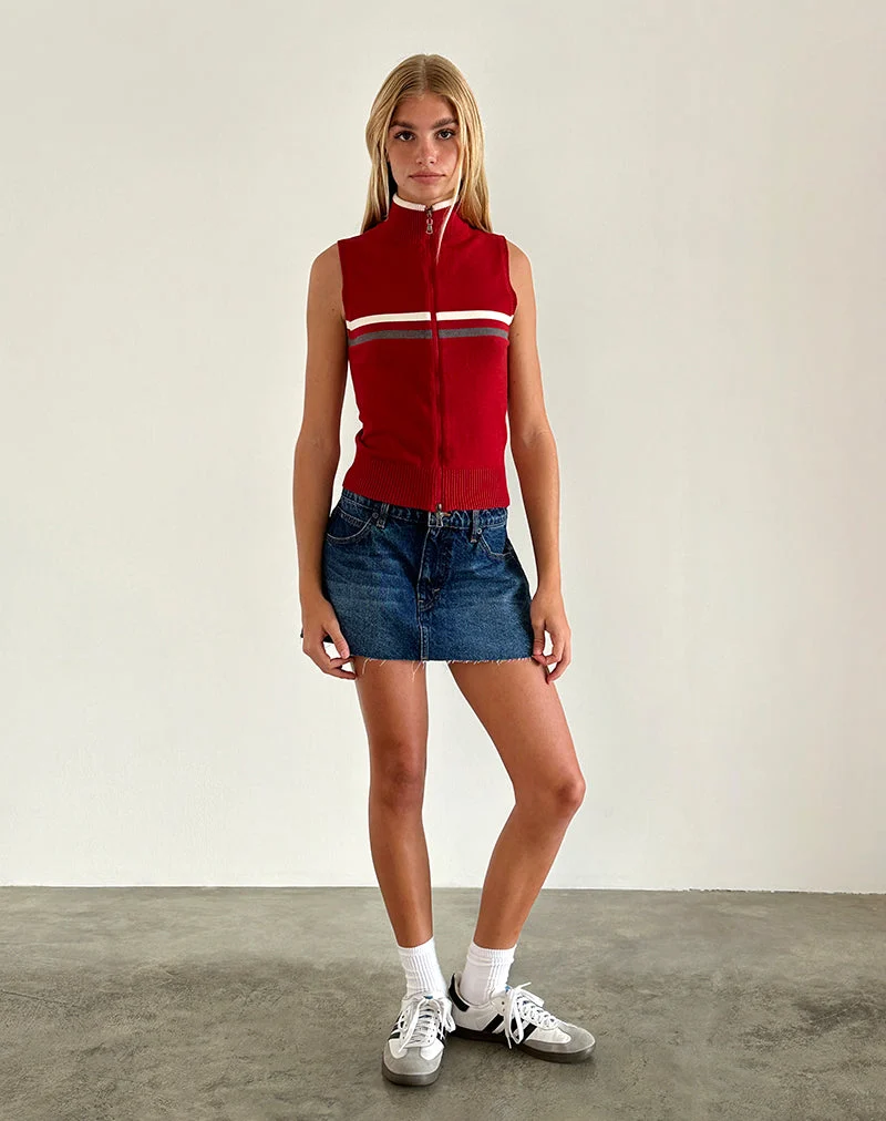 Tabeya - Veste en tricot sans manches - Rouge
