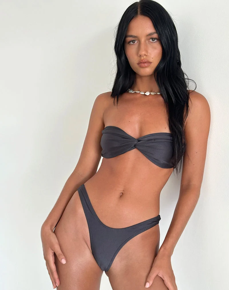 Top de bikini Linda Twist, gris foncé