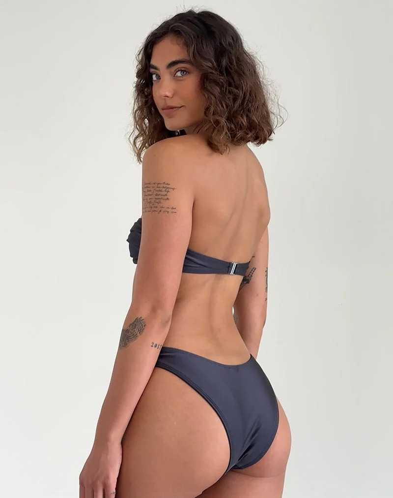 Top de bikini Linda Twist, gris foncé