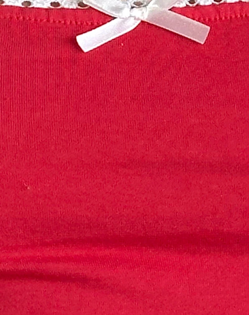 Top de gilet Suna en rouge tango avec bordure ivoire