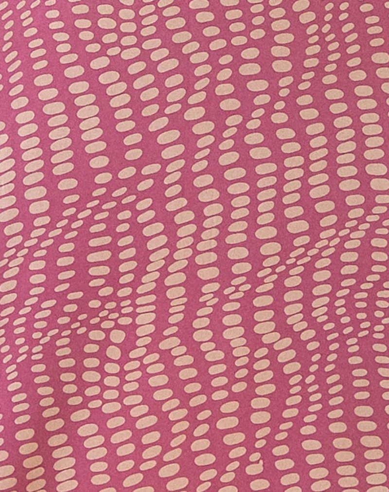 Ronsha Midi Dress in Wavy Polka Purple (robe midi à pois ondulés)