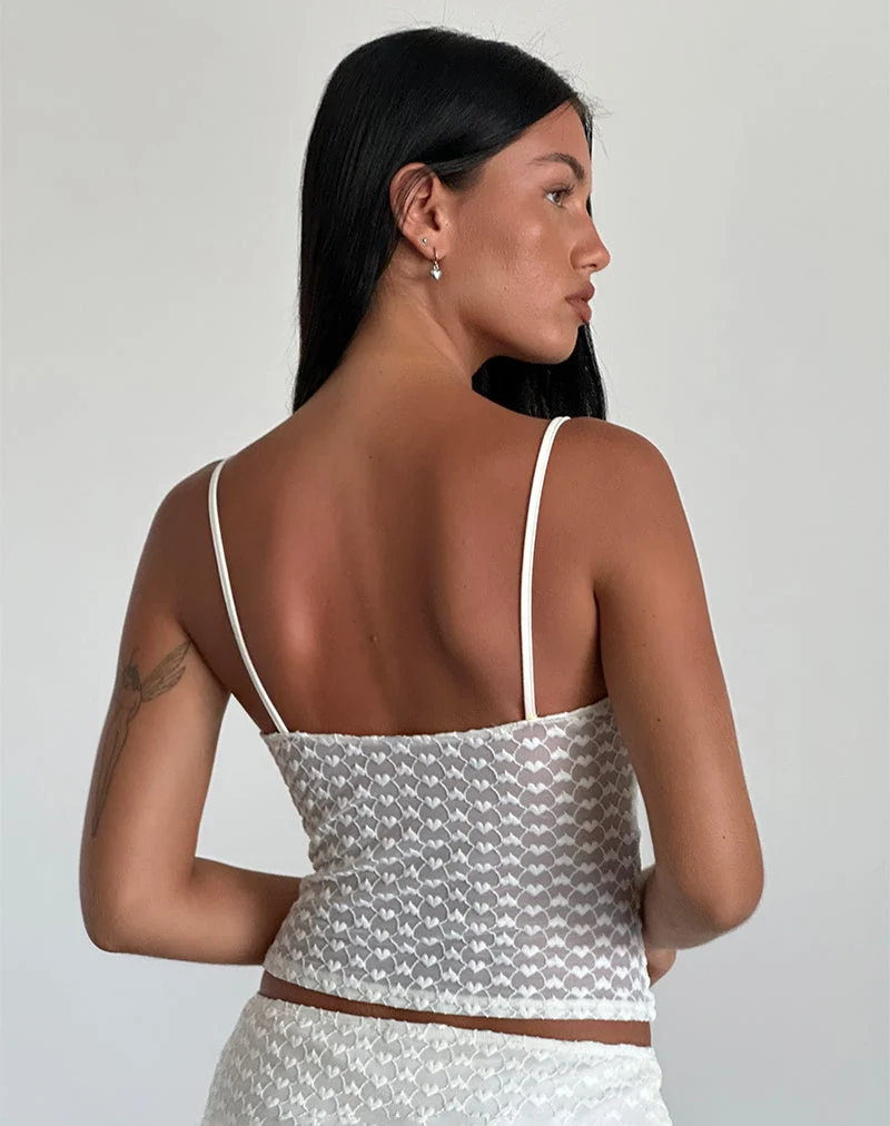 Top Cami Grafika en dentelle ivoire Heart Lace