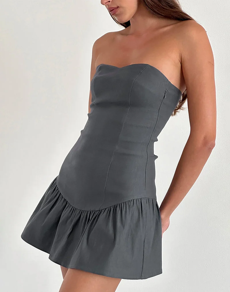 Mini robe bandeau Sabina, gris anthracite