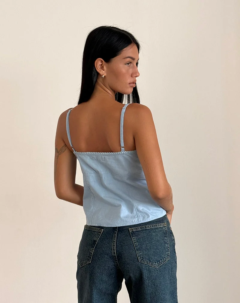 Jepuni Cami Top, Nantucket Blue Poplin