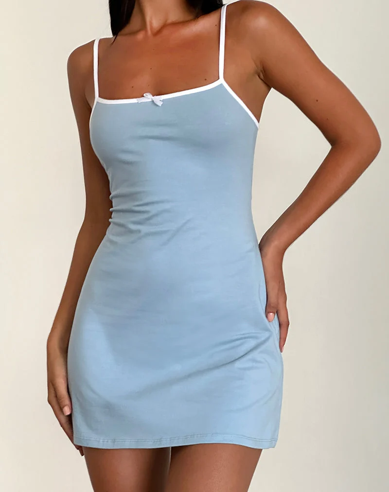 Mini robe Riniko en bleu Nantucket avec bordure blanche