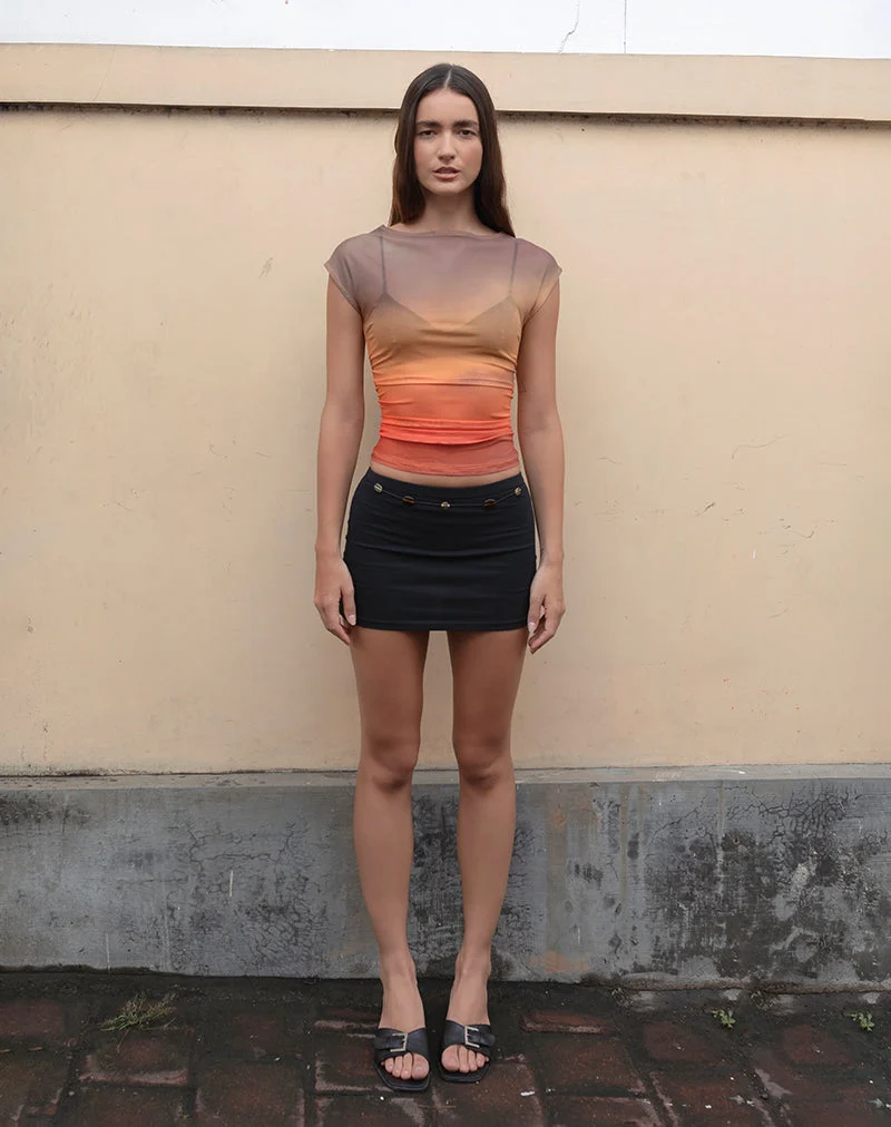 Top Bastille en maille imprimée Orange Sunset