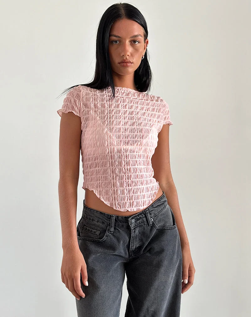 Georgia - Top en maille texturée - Rose chair
