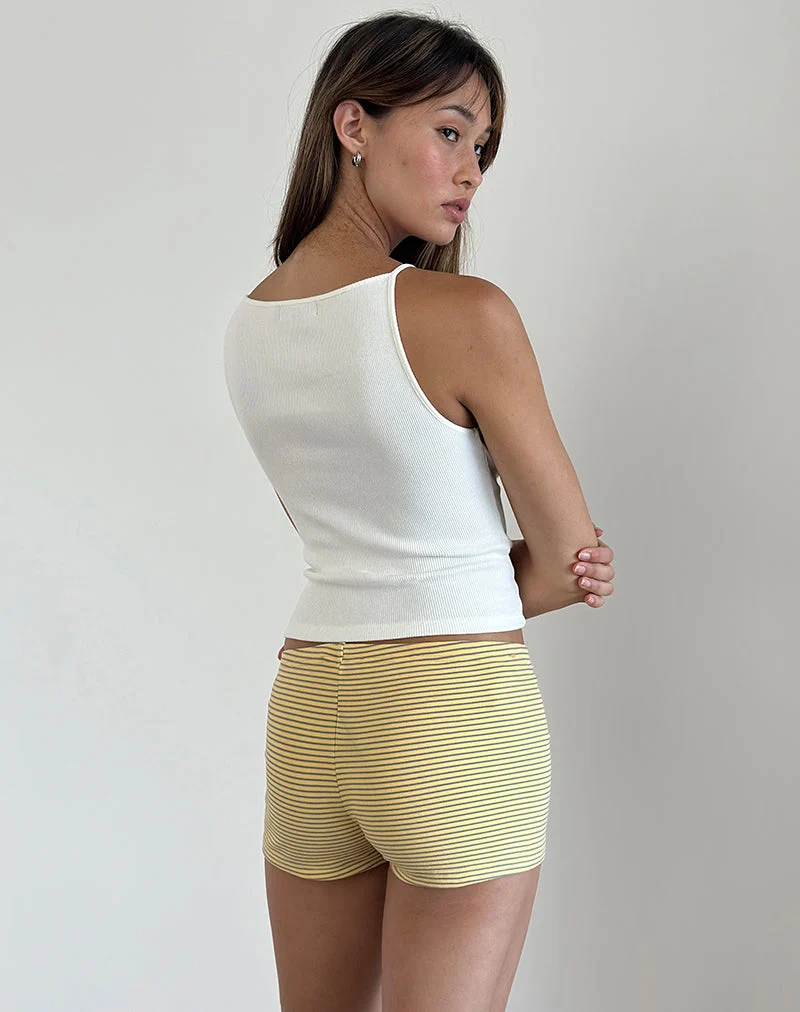 Dudley Ribbed Vest Top in Off White (Top gilet côtelé Dudley en blanc cassé)
