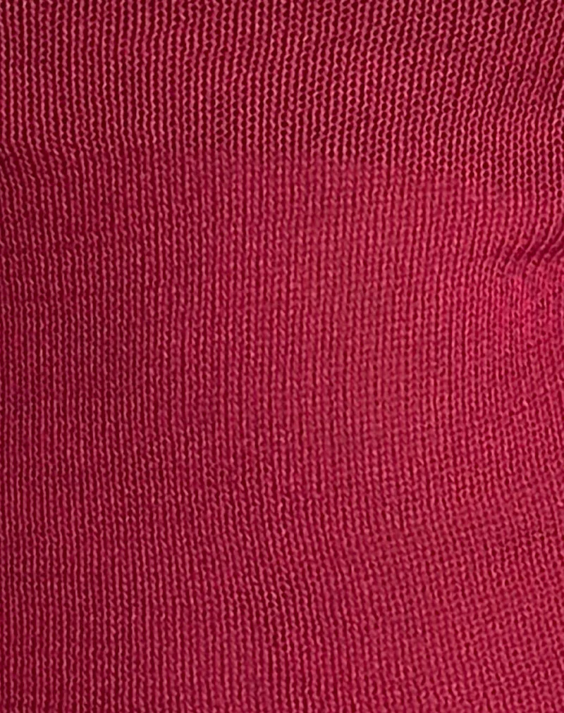 Top Calypso en maille transparente rouge
