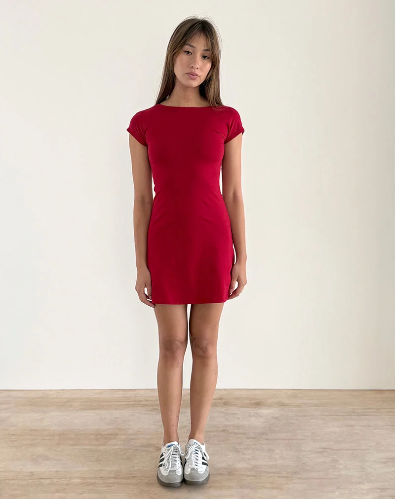 Mini robe dos nu Wangi, rouge adrénaline