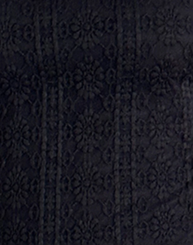 Mini robe à manches longues Sevila en dentelle royale noire