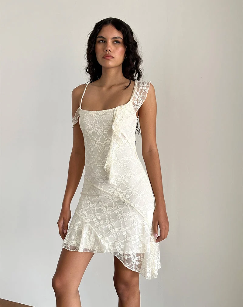 Mini robe Jati en dentelle Canina Rose écrue