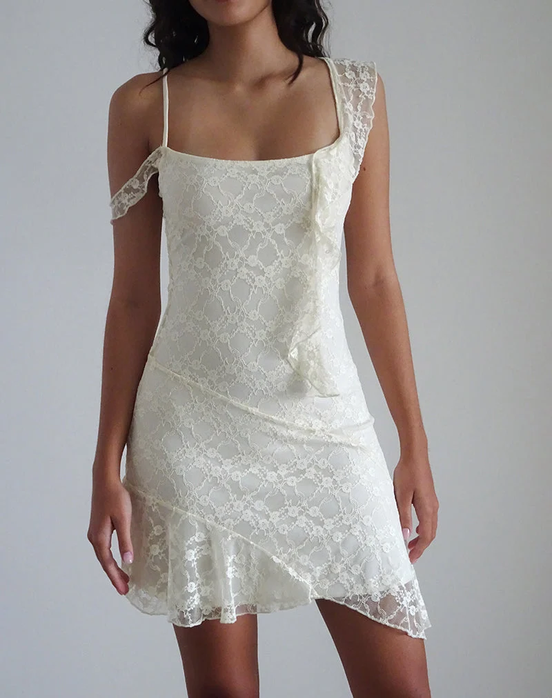 Mini robe Jati en dentelle Canina Rose écrue