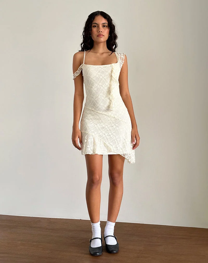 Mini robe Jati en dentelle Canina Rose écrue
