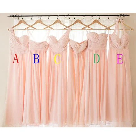 Robes de demoiselle d'honneur d'été trapèze en mousseline de soie dépareillées roses
