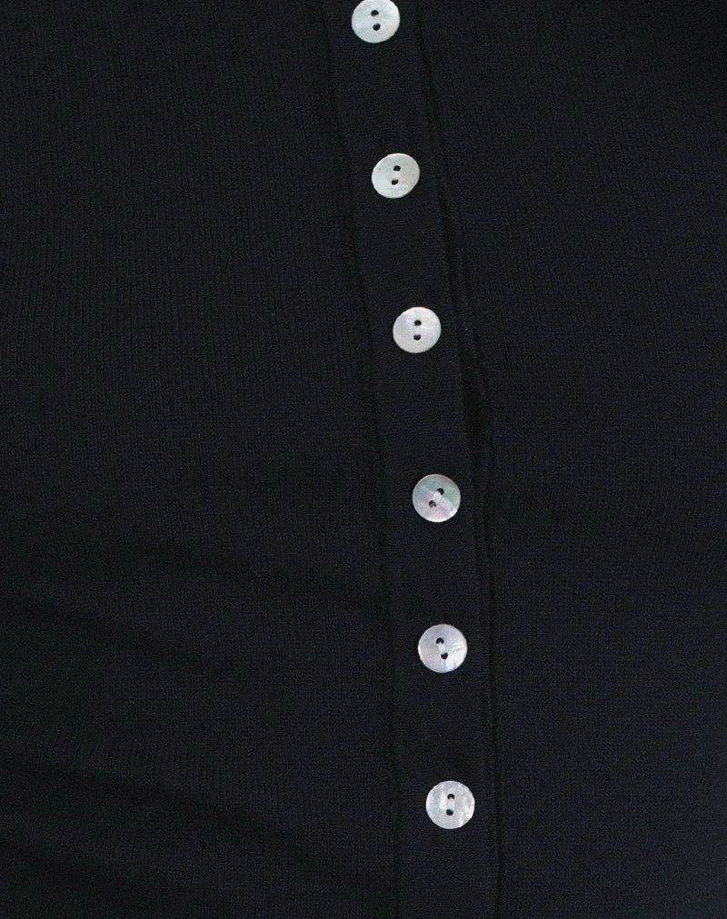 Top Elmira en tricot plat noir