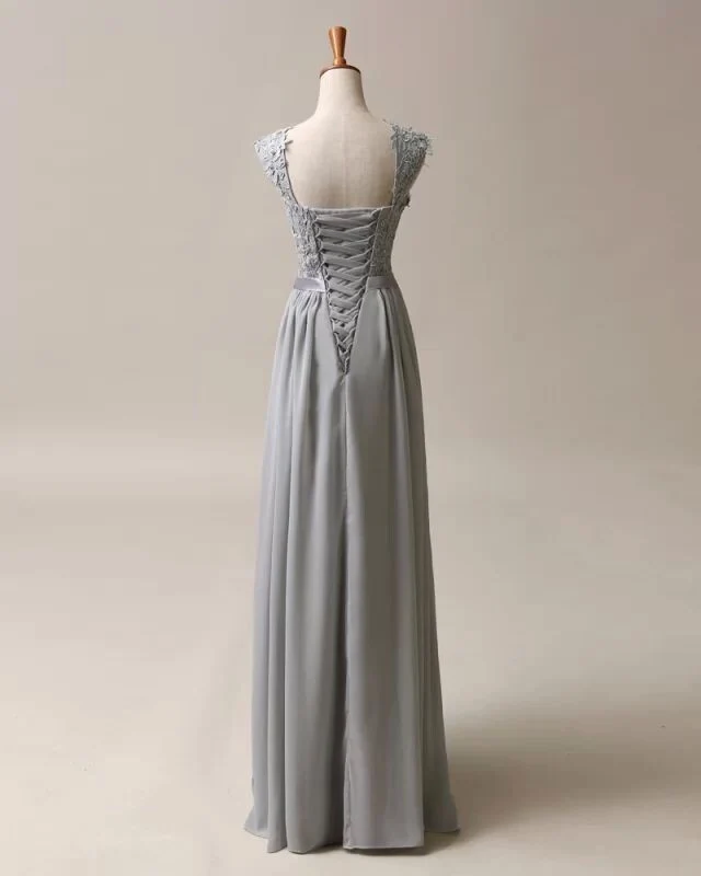 Robes de demoiselle d'honneur violettes, haut en dentelle violette, robes de demoiselle d'honneur longues en mousseline de soie, FS072