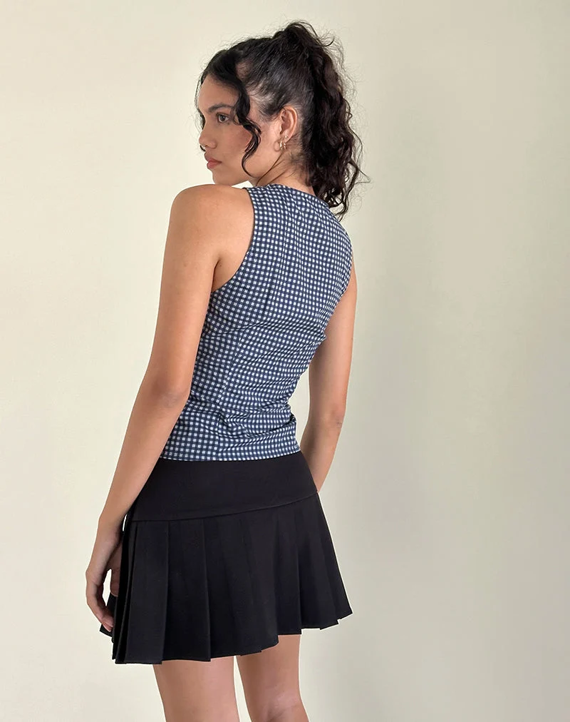 Vishata Top in Mini Gingham Dark Blue