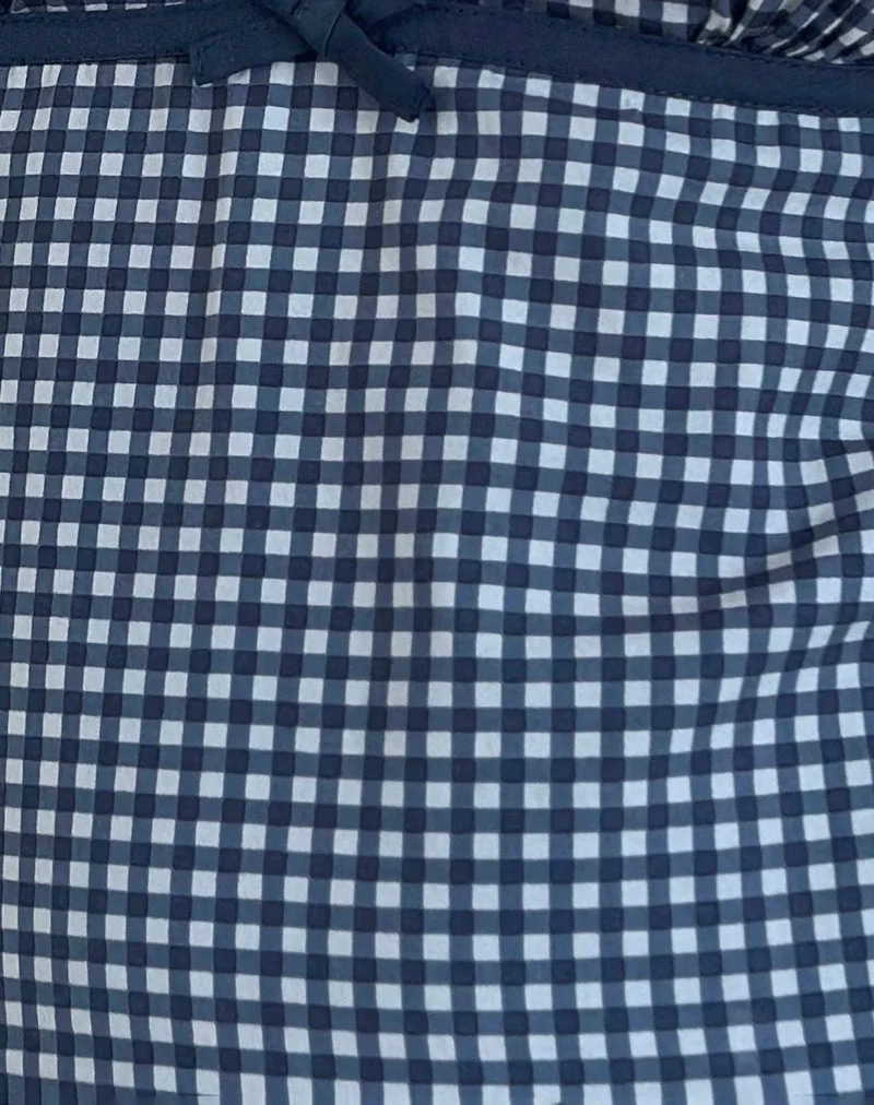 Vishata Top in Mini Gingham Dark Blue