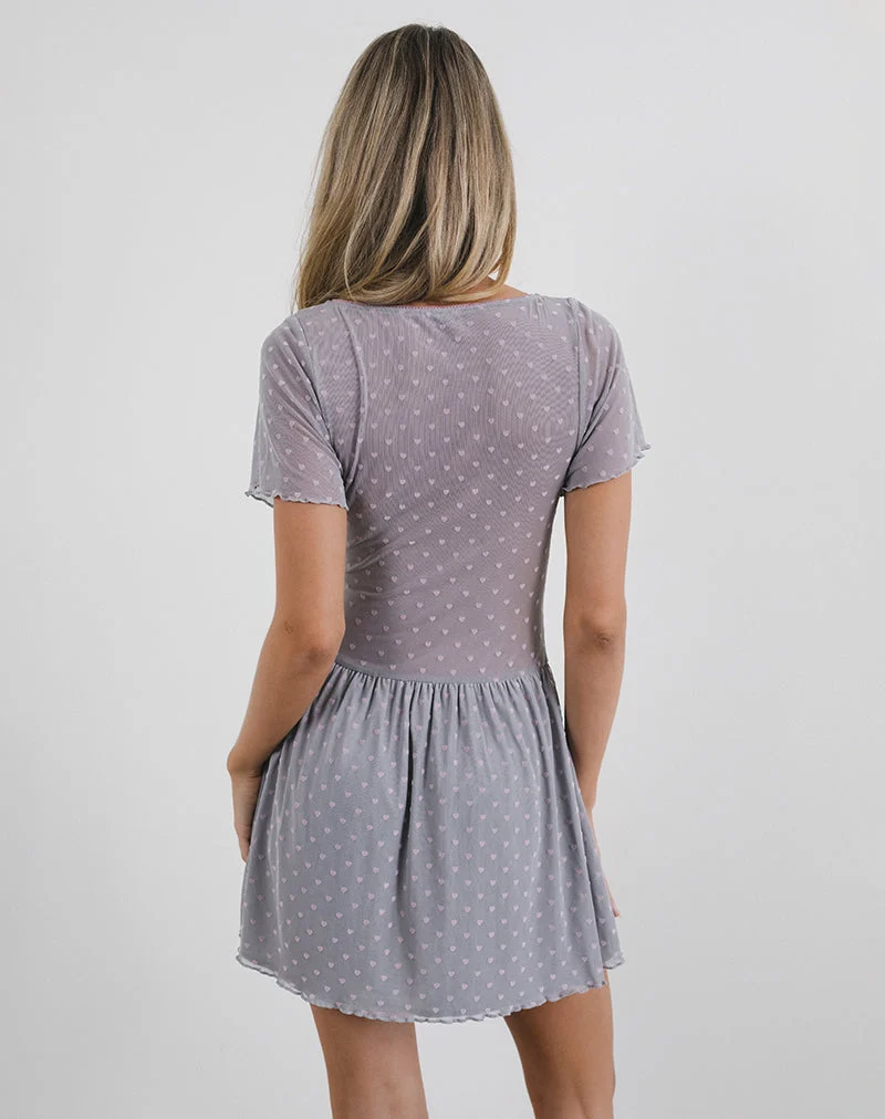 Mini robe Geni en Heart Flock Grey