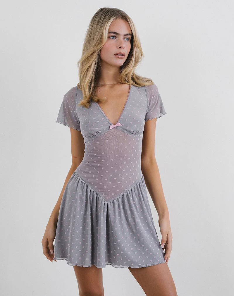 Mini robe Geni en Heart Flock Grey