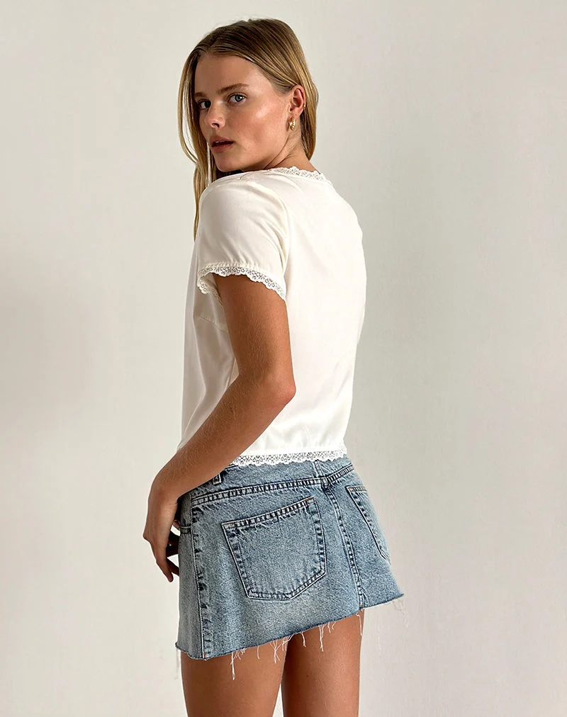 Selene Top en ivoire satiné