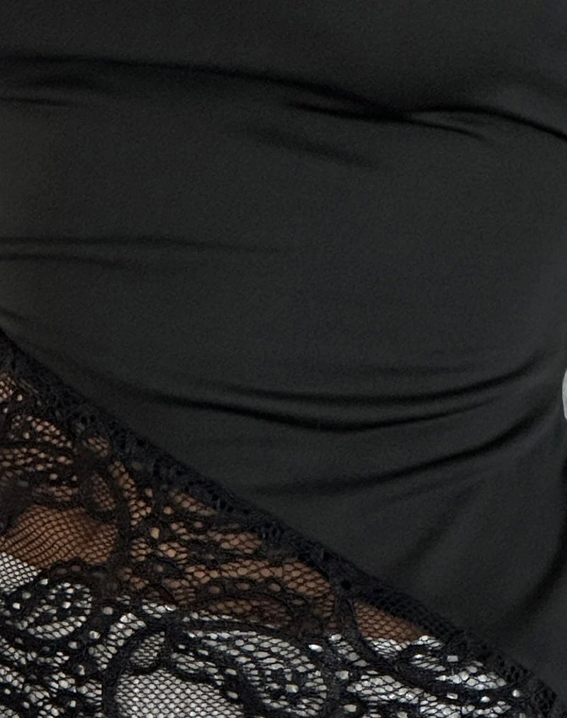 Lartya Top in Slinky Jersey Lace Black