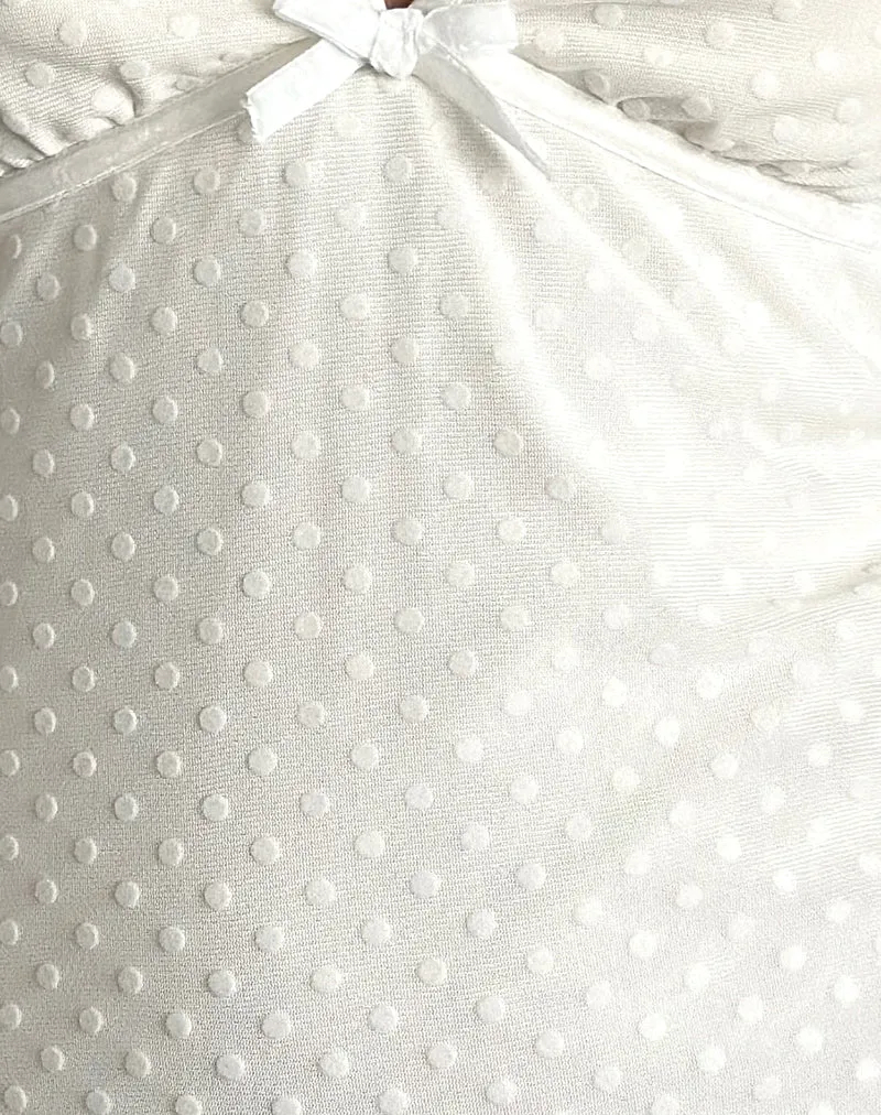 Mevila - Mini robe cami en flocon de pois ivoire