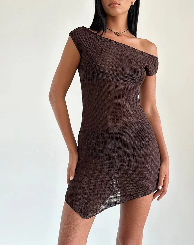 Robe Susannah en tricot à larges côtes, marron
