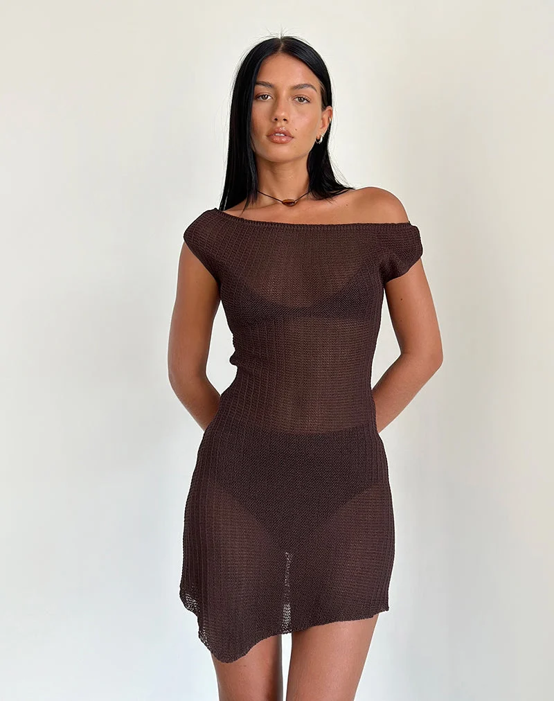 Robe Susannah en tricot à larges côtes, marron