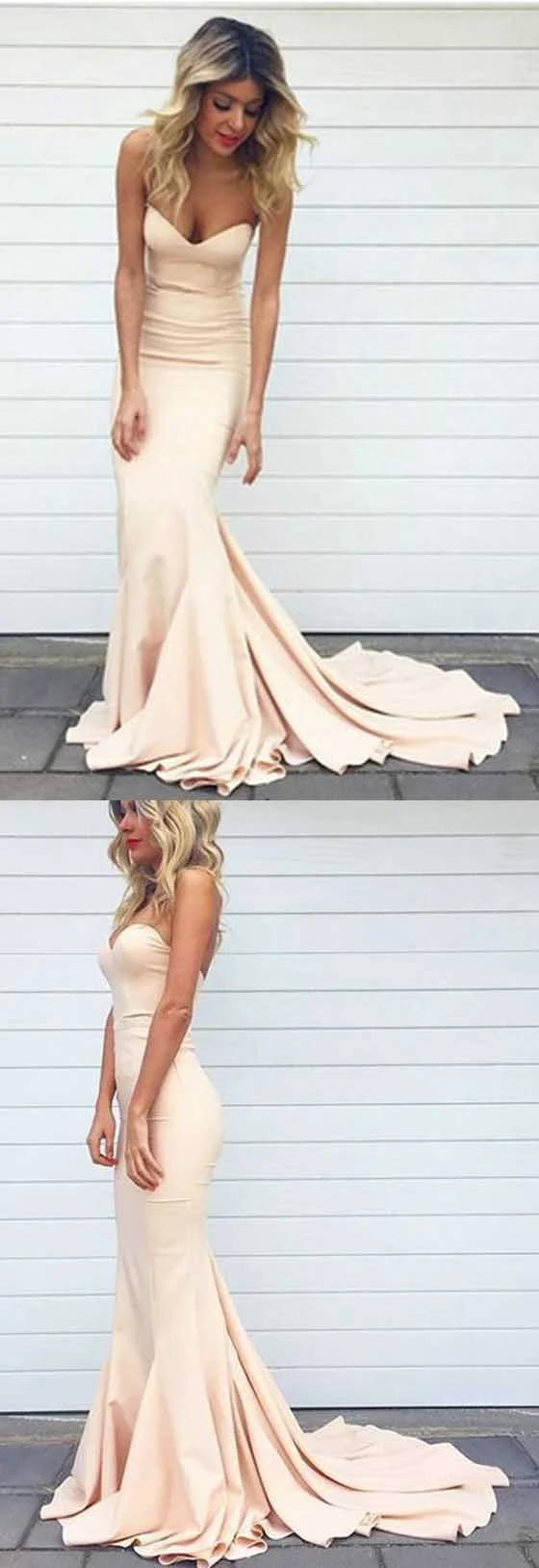 Robe de bal sirène serrée neutre beige simple Fs035