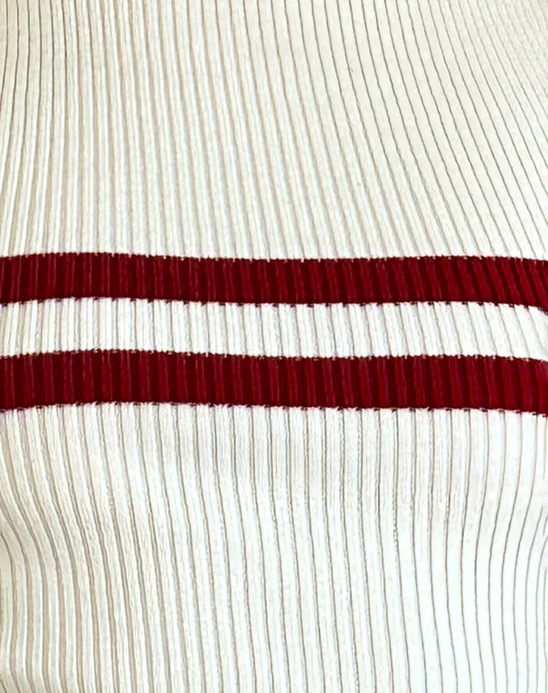 Gilet Bonisa en ivoire avec rayures rouges